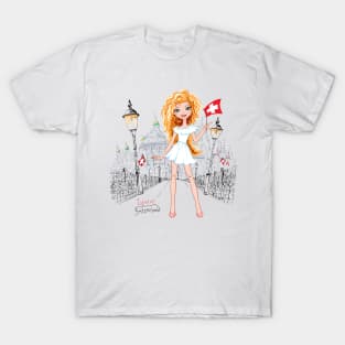 Cute fashionable girl in Lucerne T-Shirt